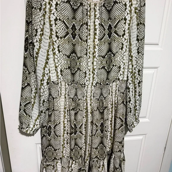 J. Crew Cream and Black Snake Print Long Sleeve Dress - Picture 7 of 8